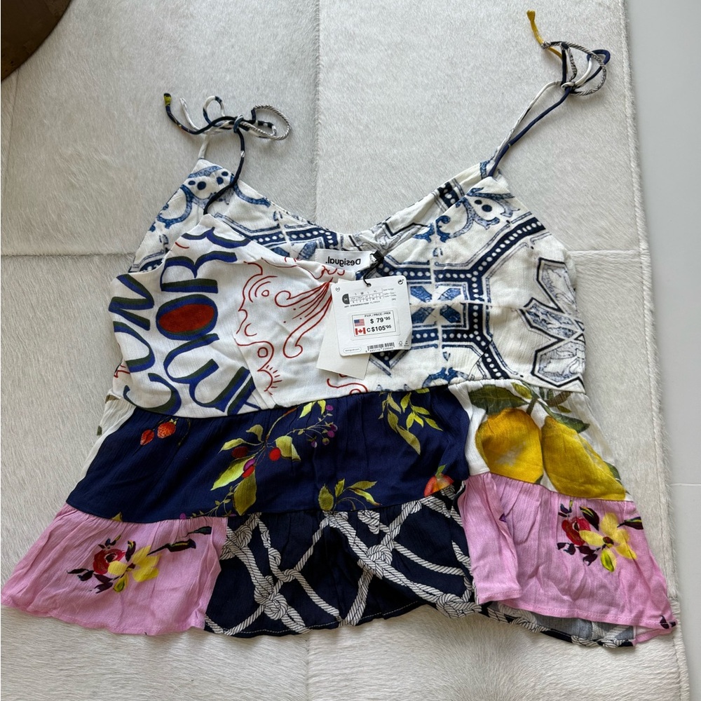 Desigual Multicolor Patterned Top NWT - image 3